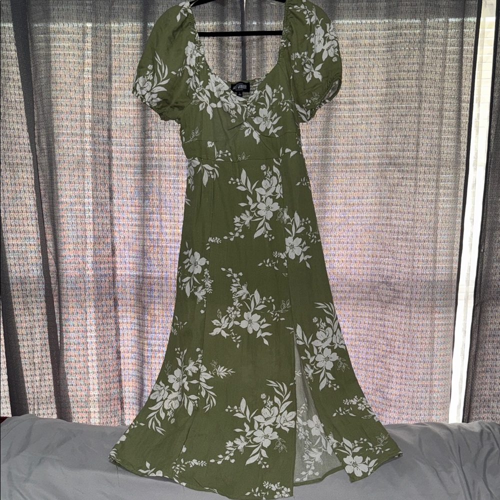 Sweet Wanderer Olive Floral Maxi Dress